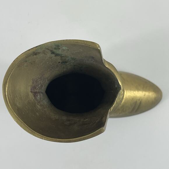 Vtg Brass Ladys Victorian Lace Up Boot Shoe Vase Home Decor 5” - Picture 6 of 9